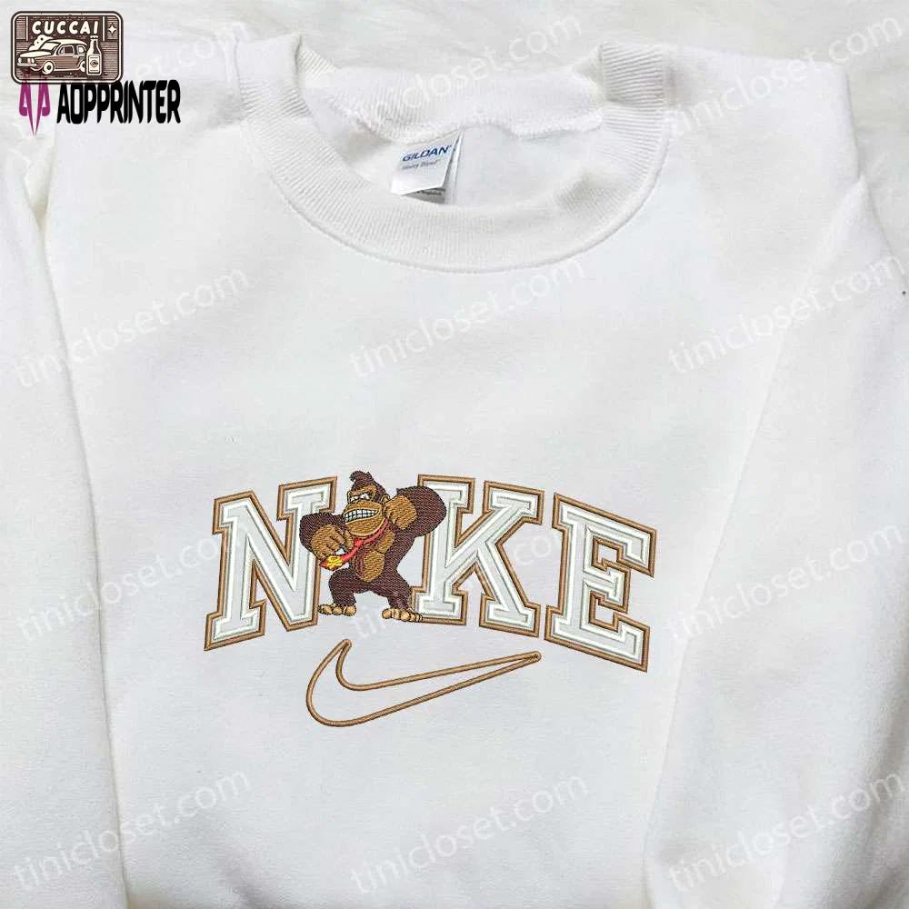 Custom donkey kong x nike embroidered shirt: best birthday gift idea for game lovers Embroidered Shirt