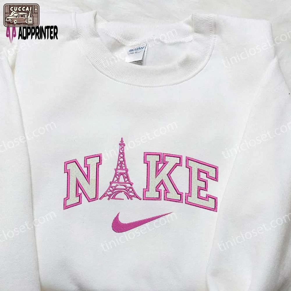 Custom eiffel x nike embroidered shirt: perfect gift for son unique and stylish Embroidered Shirt
