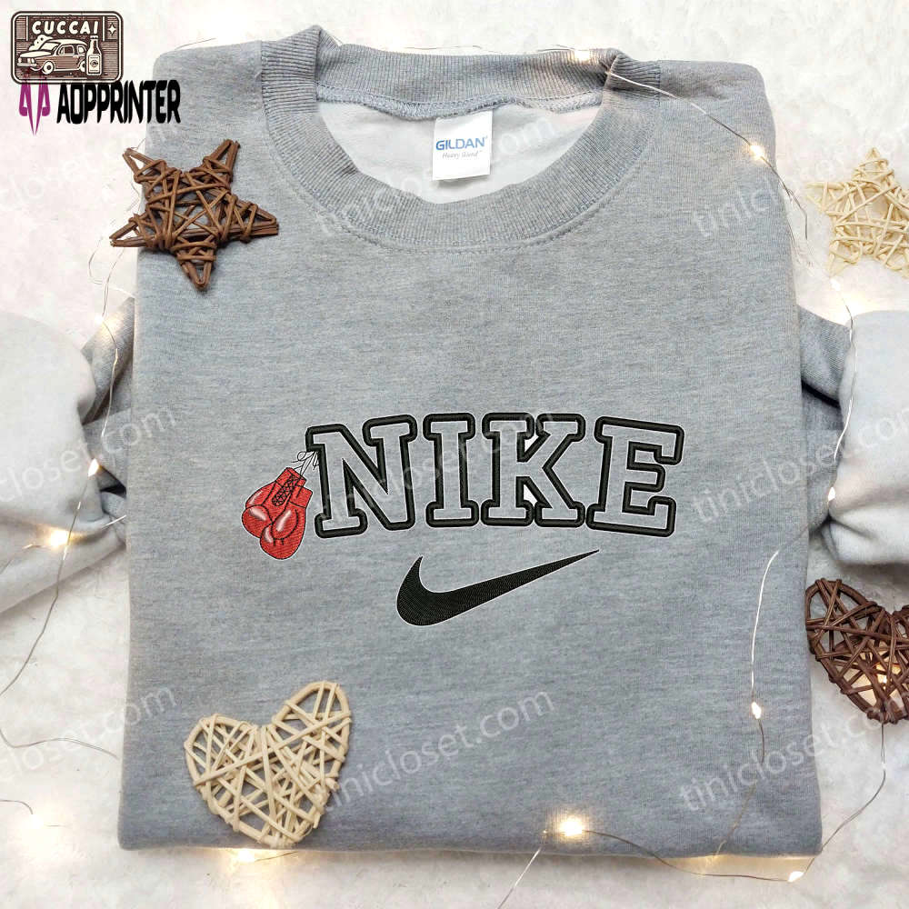 Custom nike embroidered shirt: boxing gloves inspired design Embroidered Shirt