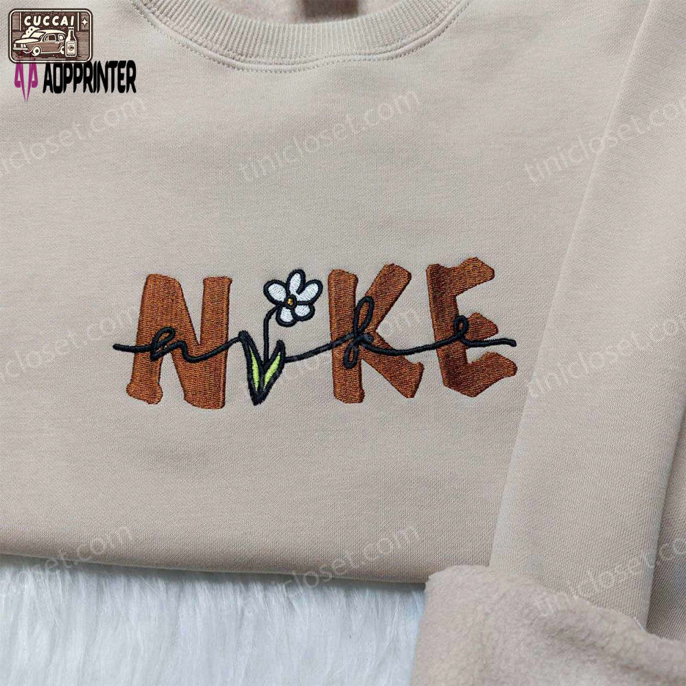 Custom nike flower embroidered shirt: vintage style & unique design Embroidered Shirt