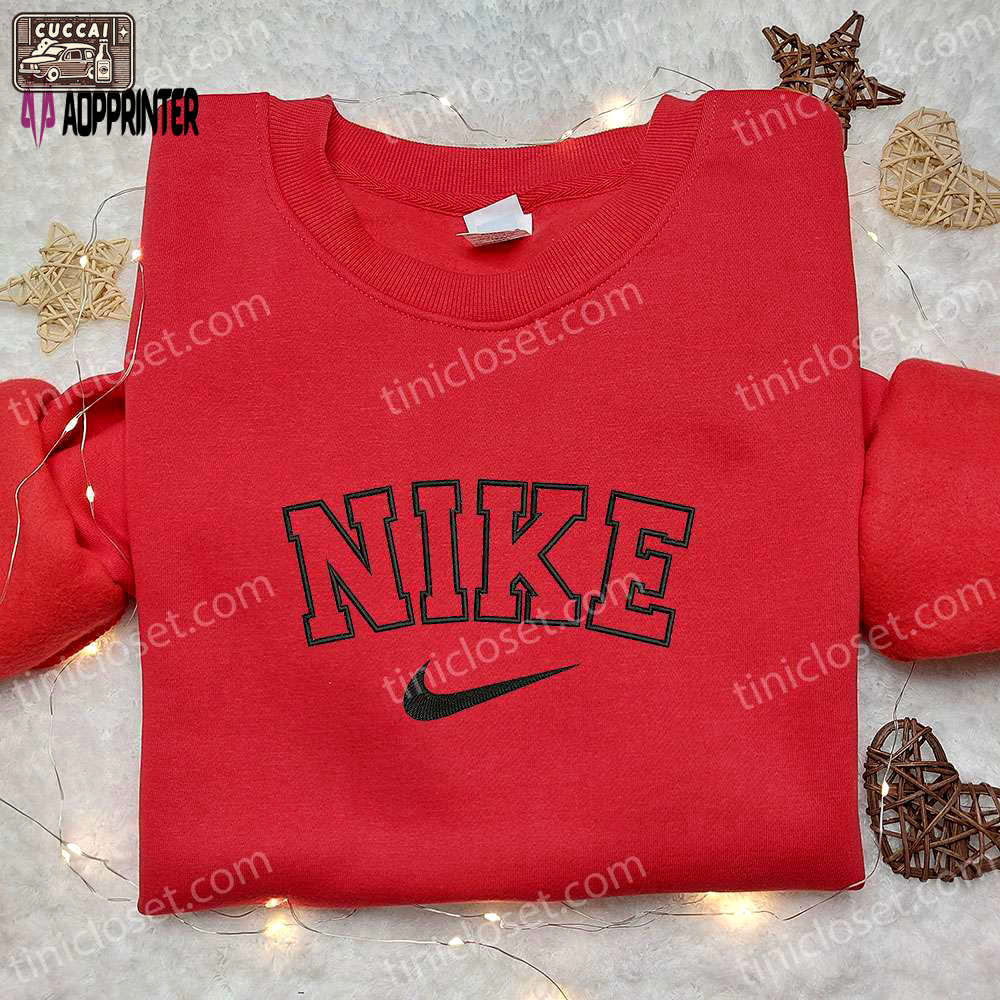 Custom nike inspired embroidered shirt: perfect family gift Embroidered Shirt