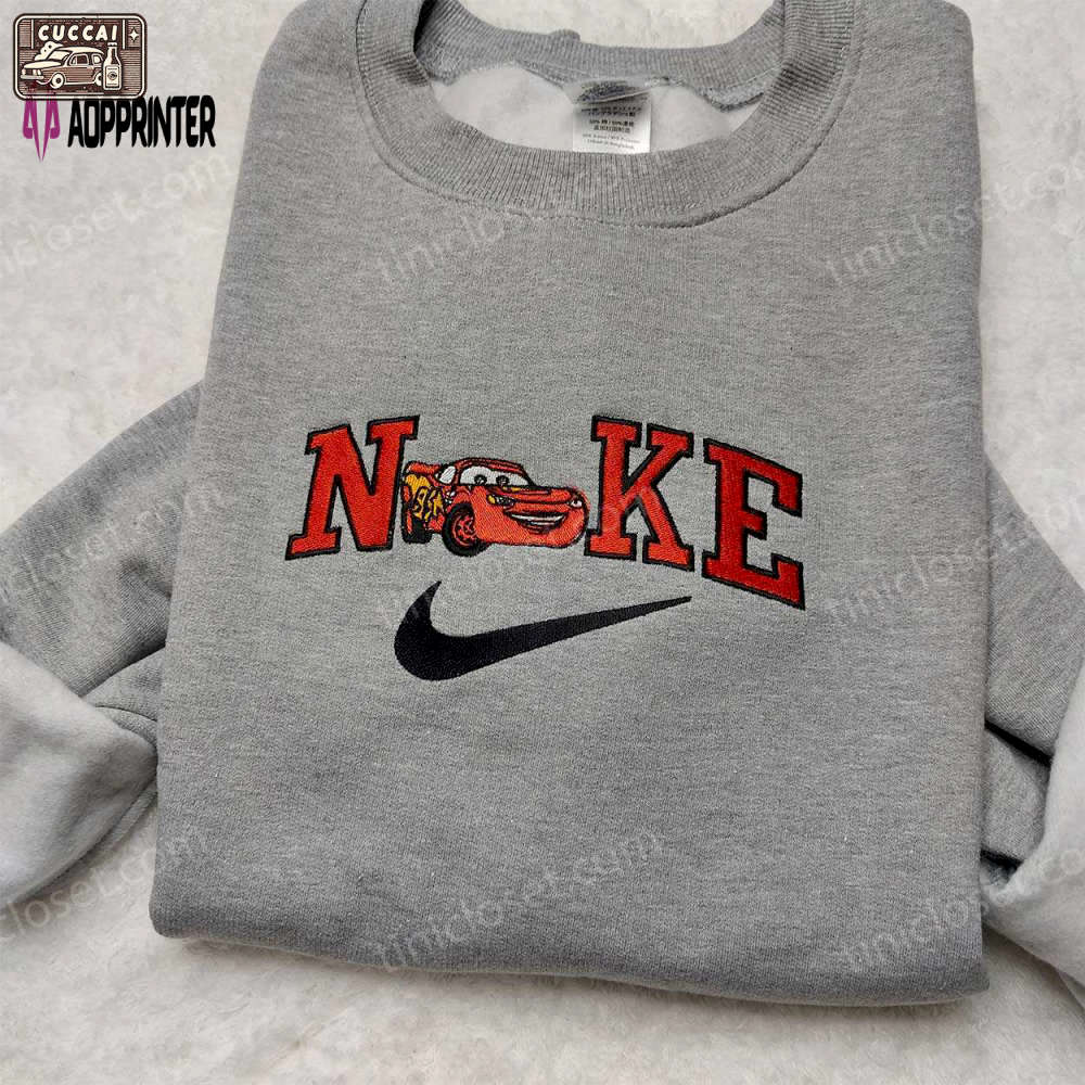 Custom nike lightning mcqueen & pixar cars embroidered shirt – disney inspired design Embroidered Shirt