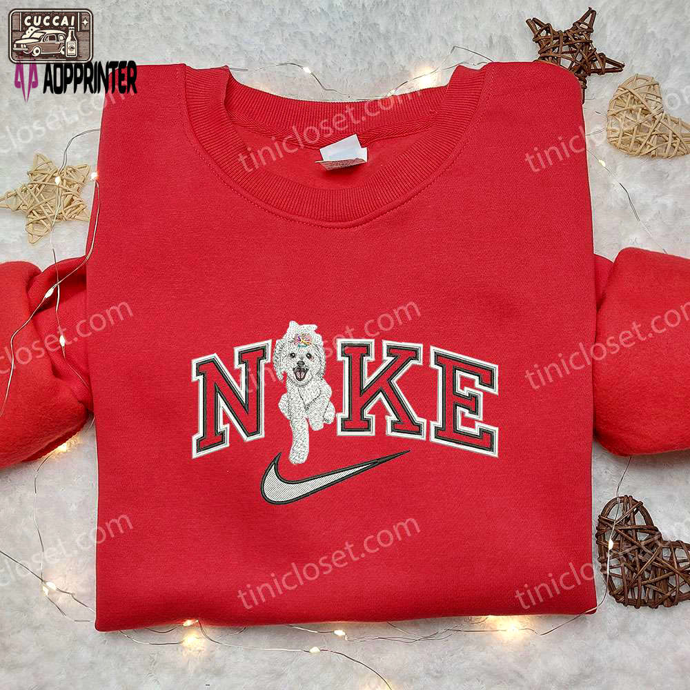 Custom nike x bichon frise embroidered shirt: animal-inspired style Embroidered Shirt