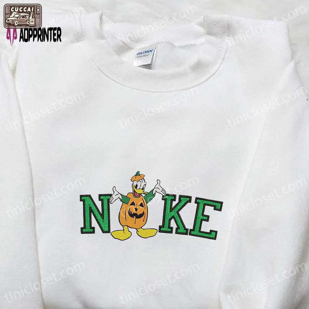 Custom nike x donald pumpkin halloween embroidered shirt: best family gifts Embroidered Shirt