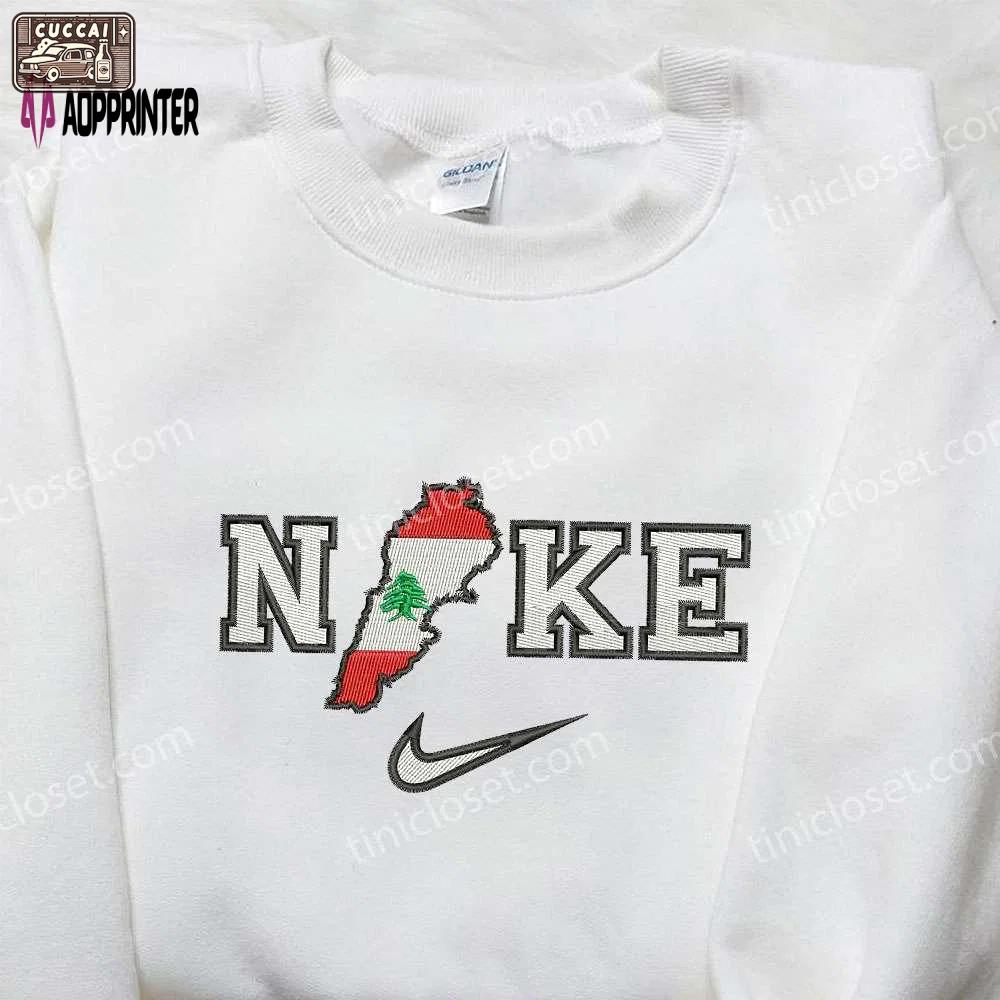 Custom nike x lebanon map embroidered shirt: national day gift ideas Embroidered Shirt