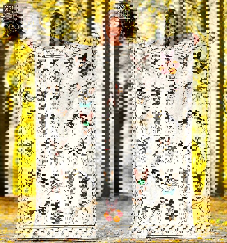 Cute rat terrier dog fleece blanket, mink sherpa blanket, terrier dog blanket, rat terrier dog blanket, blanket for dog lovers Quilt Blanket