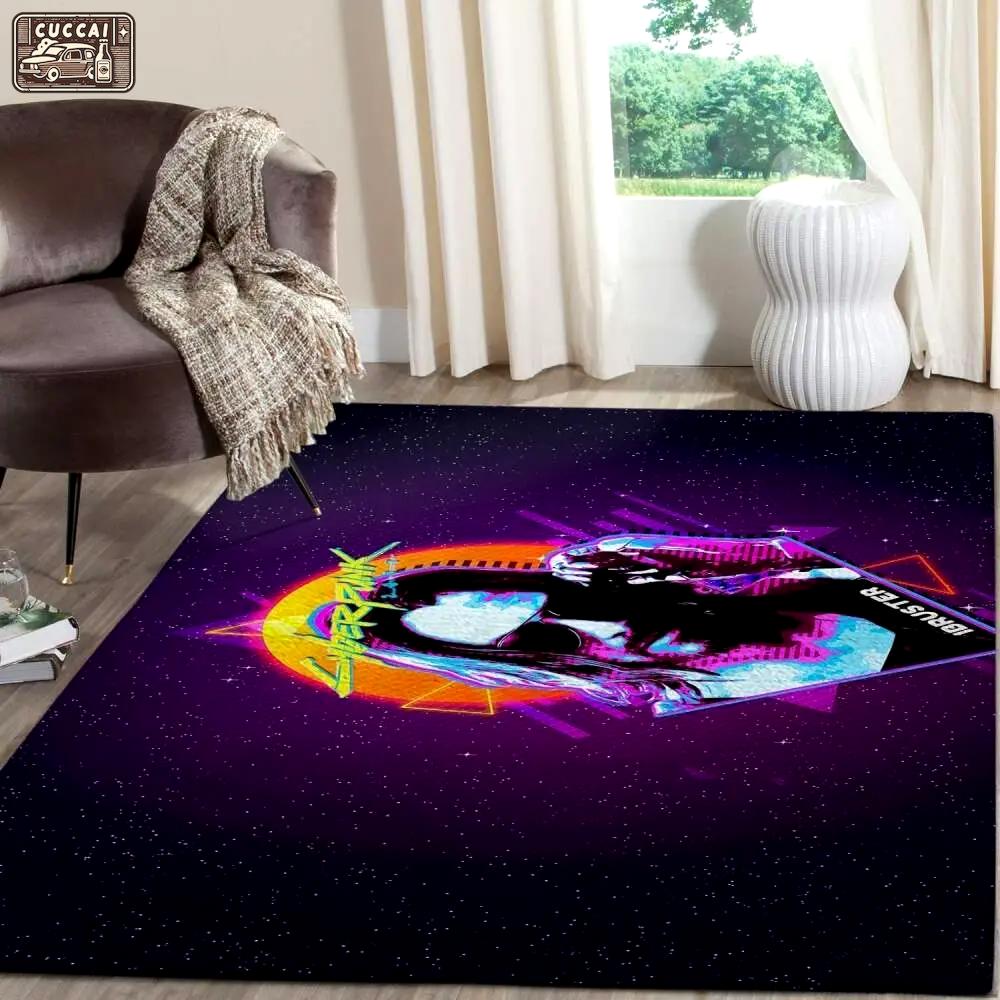 Cyberpunk 2077 futuristic gaming area rugs living room carpet fn120128 rug regtangle carpet floor decor home decor Rectangle Rug