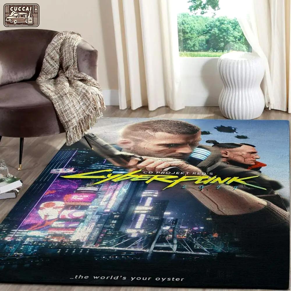 Cyberpunk 2077 futuristic gaming area rugs living room carpet fn140112 rug regtangle carpet floor decor home decor Rectangle Rug