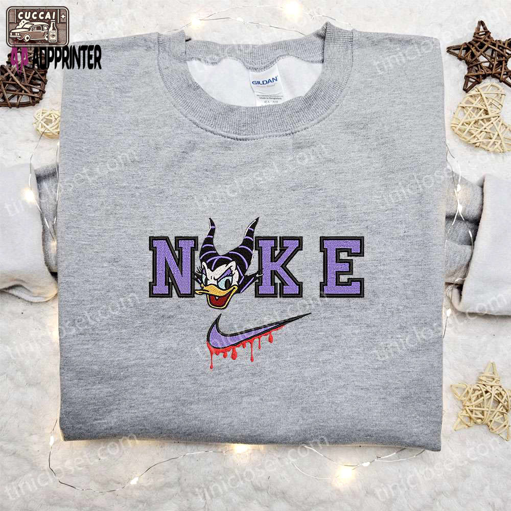 Daisy duck maleficent evil x nike: embroidered hoodie & shirt – best halloween gift ideas Embroidered Shirt