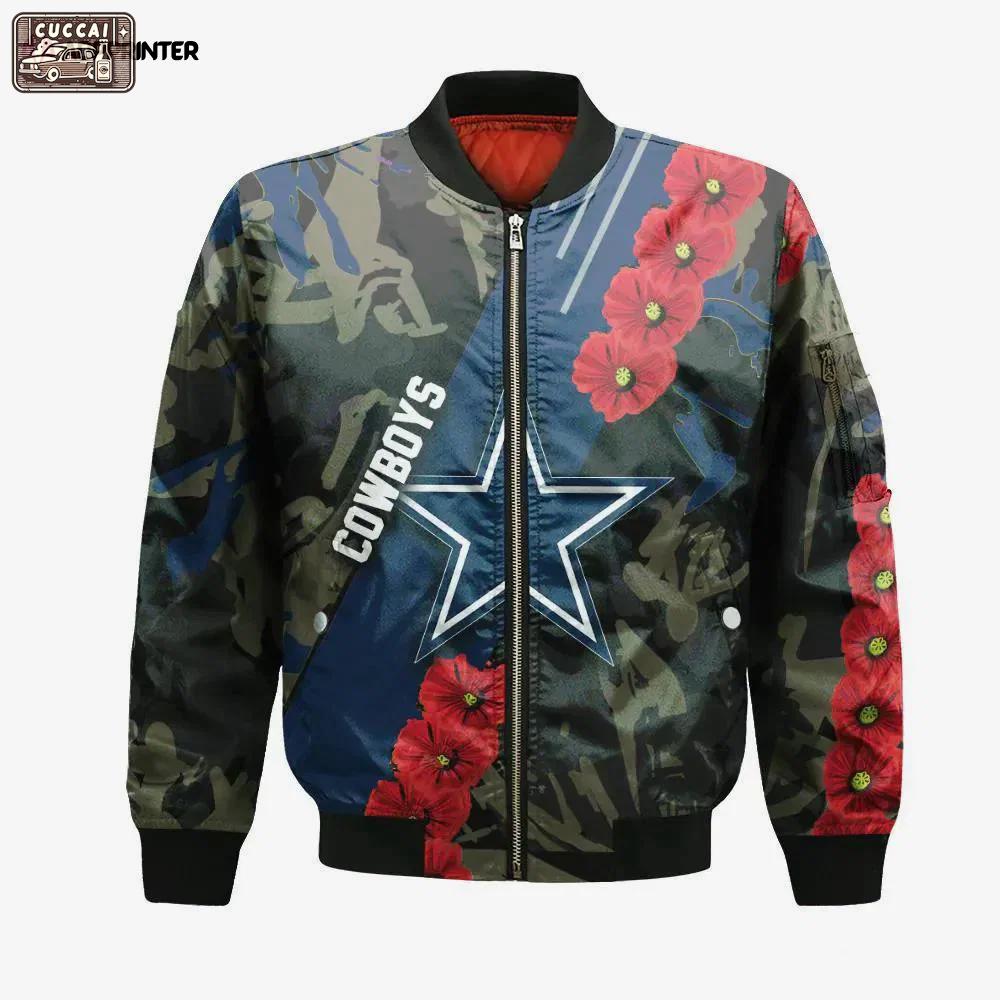 Dallas cowboys bomber jacket 3d printed sport style keep go on Bomber Jacket