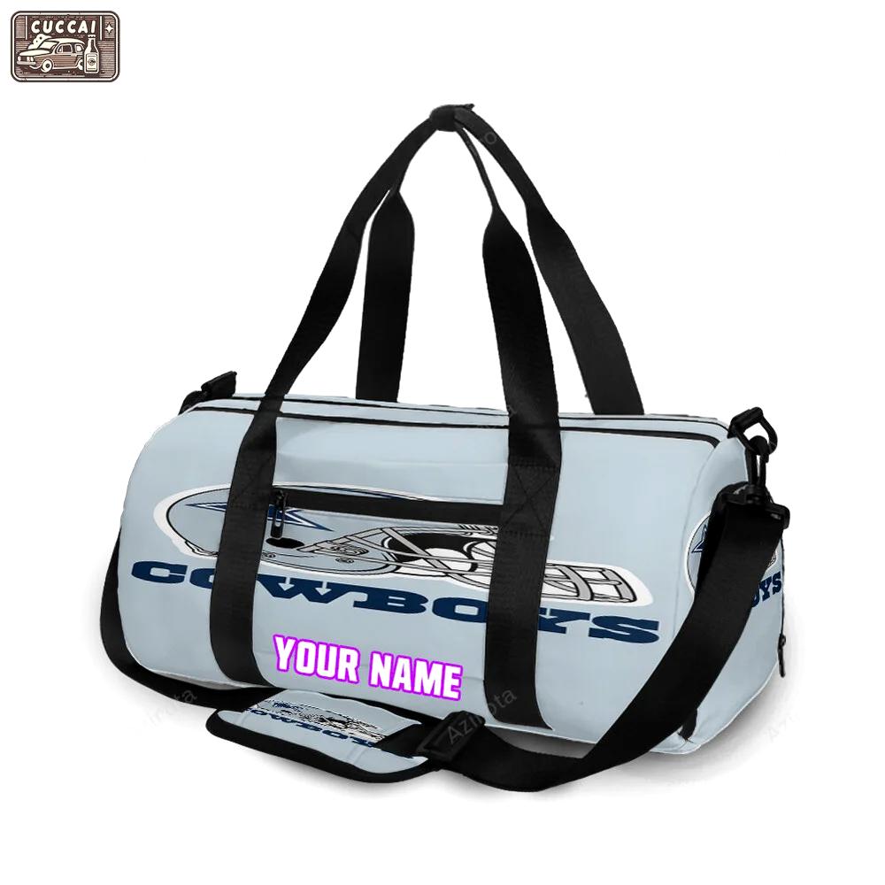 Dallas cowboys helmet light blue personalized name travel bag gym bag 1753 Travel Bag