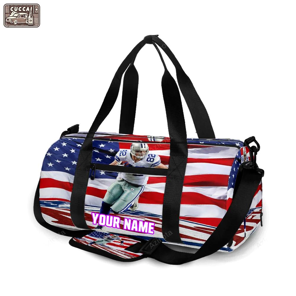 Dallas cowboys jason runing flag personalized name travel bag gym bag 1017 Travel Bag