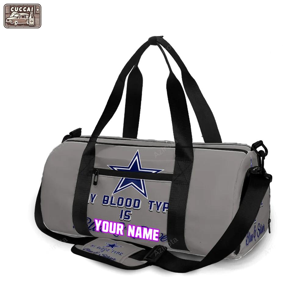 Dallas cowboys my blood type personalized name travel bag gym bag 145 Travel Bag