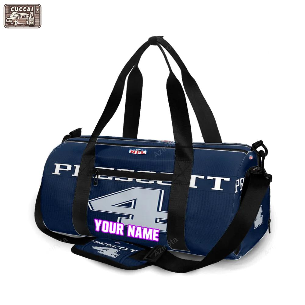 Dallas cowboys prescott 4 jersey personalized name travel bag gym bag 1307 Travel Bag