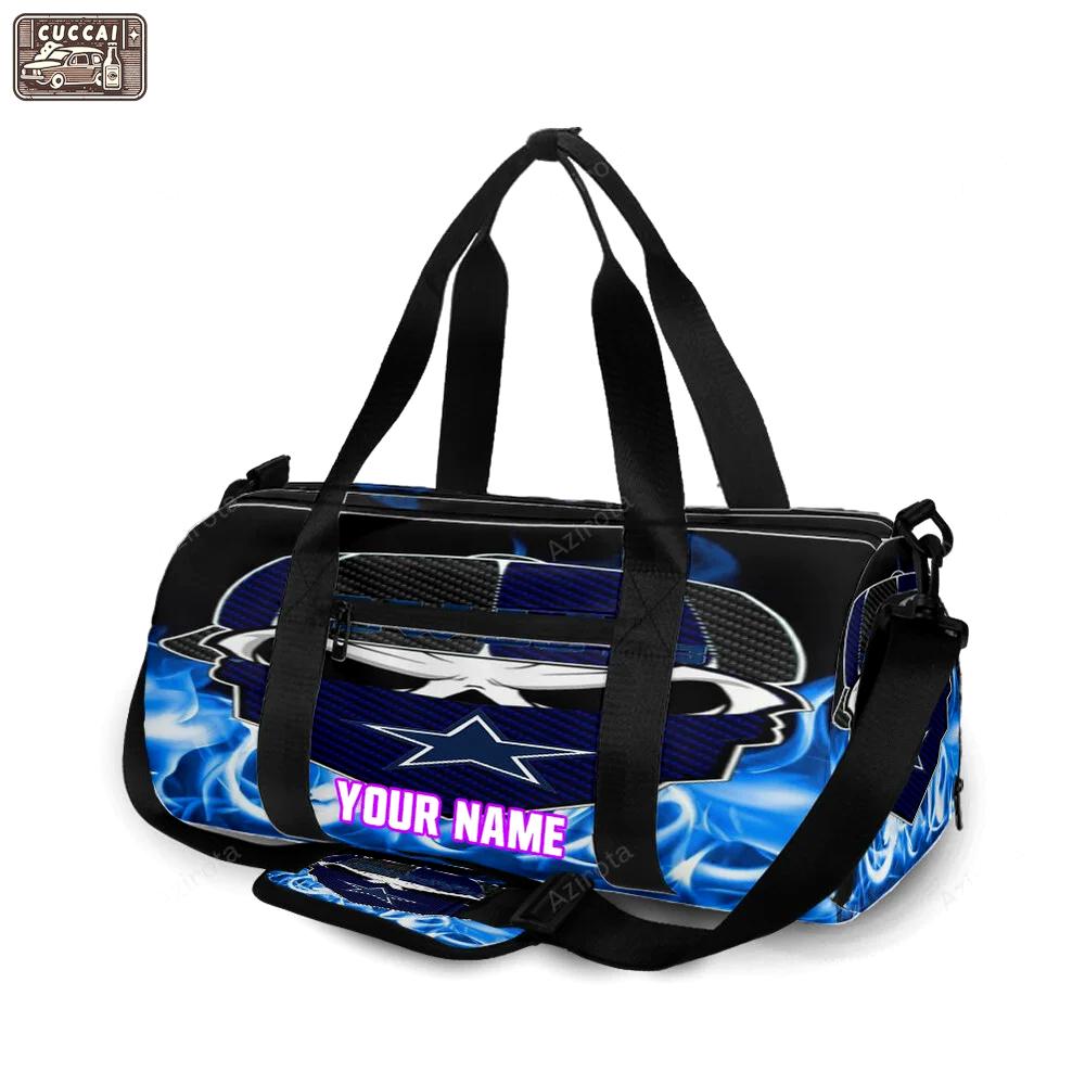 Dallas cowboys skull wearing mask fire personalized name travel bag gym bag 672 Travel Bag