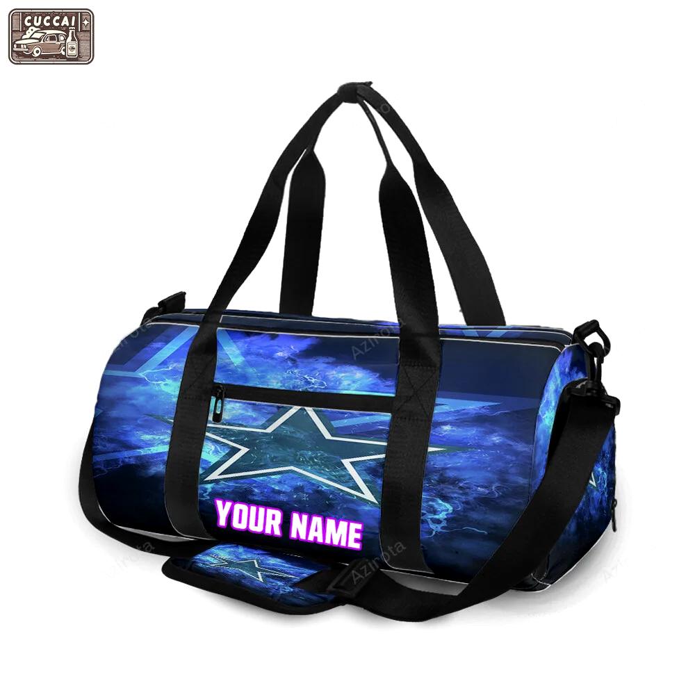 Dallas cowboys star lighting thunder personalized name travel bag gym bag 1255 Travel Bag