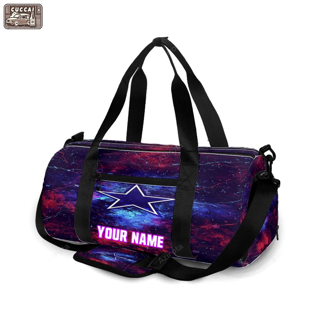 Dallas cowboys star red blue thunder personalized name travel bag gym bag 692 Travel Bag