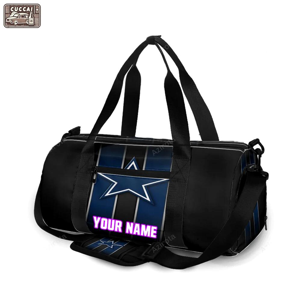 Dallas cowboys star striped black personalized name travel bag gym bag 2026 Travel Bag