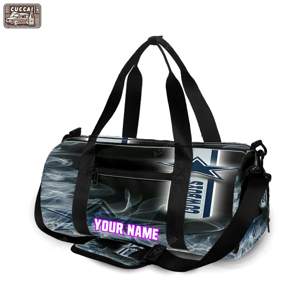 Dallas cowboys star white smoke personalized name travel bag gym bag 388 Travel Bag
