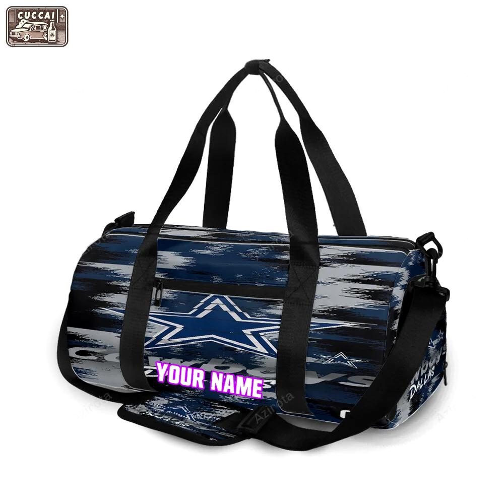 Dallas cowboys zigzag star personalized name travel bag gym bag 1077 Travel Bag