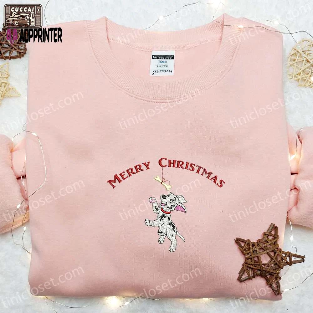 Dalmatian with bone merry christmas shirt disney characters hoodie – best family christmas gifts Embroidered Shirt