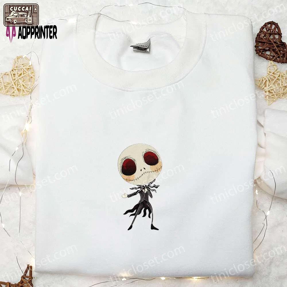 Dancing jack skellington embroidered shirt: best halloween movie gift for family Embroidered Shirt