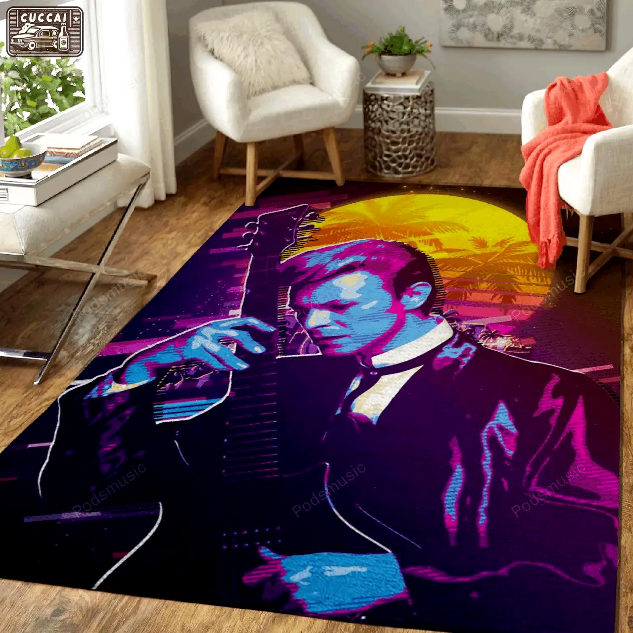 David bowie artwork music synthwave 80s art for fans area rug living room carpet rug regtangle carpet floor decor home decor Rectangle Rug