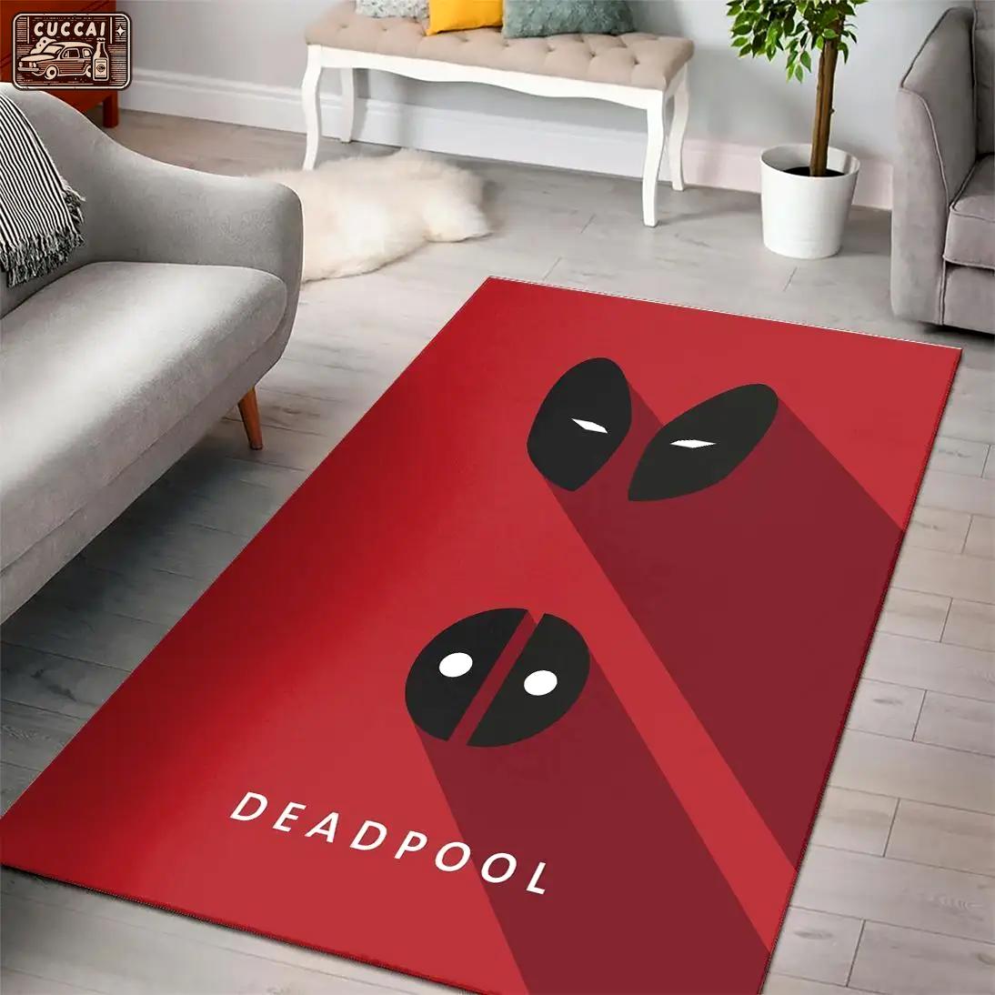 Deadpool logo marvel movies area rugs living room carpet rug regtangle Rectangle Rug