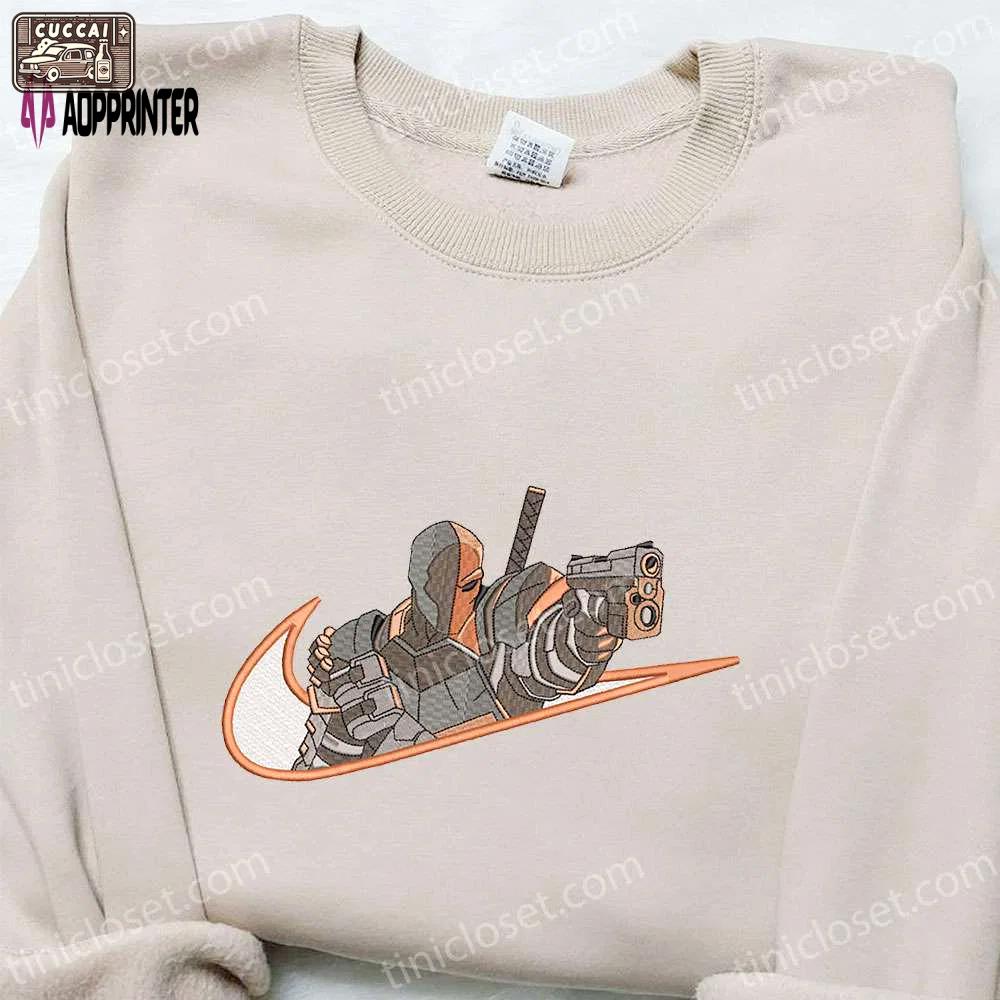 Deathstroke x nike swoosh movie embroidered shirt – dc universe custom nike shirt Embroidered Shirt