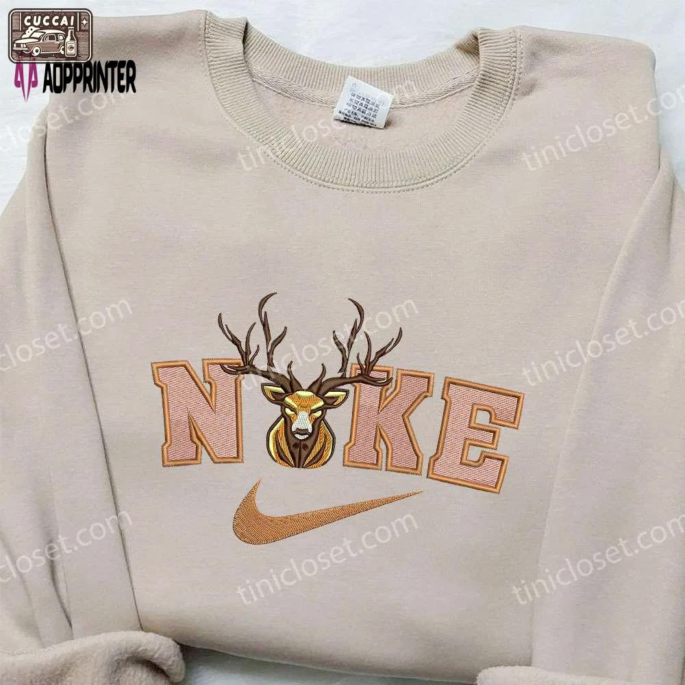 Deer x nike embroidered shirt: animal & custom designs Embroidered Shirt