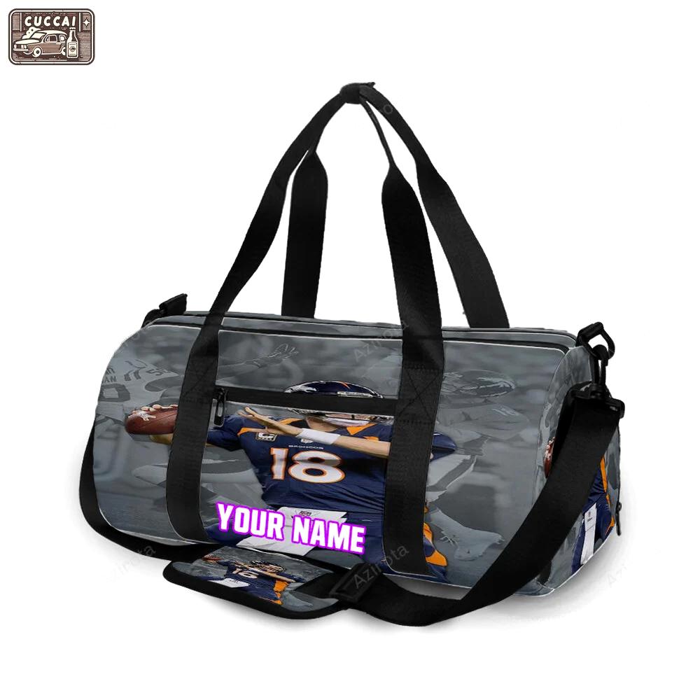 Denver broncos 18 peyton manning v51 personalized name travel bag gym bag 659 Travel Bag