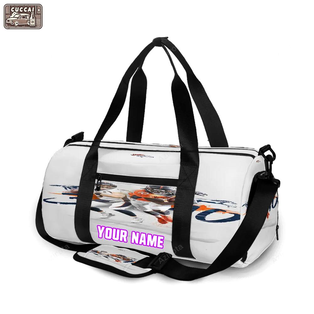 Denver broncos dangeruss wilson x jerry jeudy personalized name travel bag gym bag 1367 Travel Bag