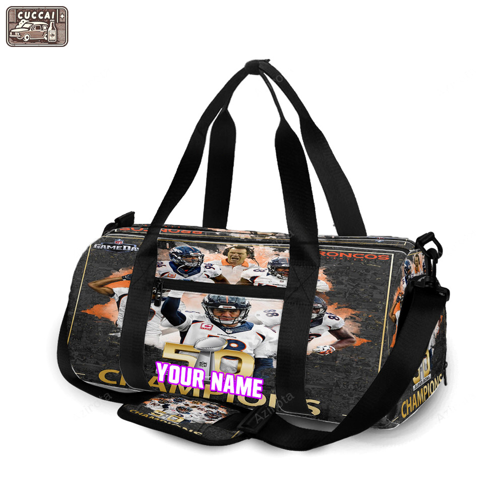 Denver broncos denver broncossuper bowl 50 champs personalized name travel bag gym bag 1276 Travel Bag