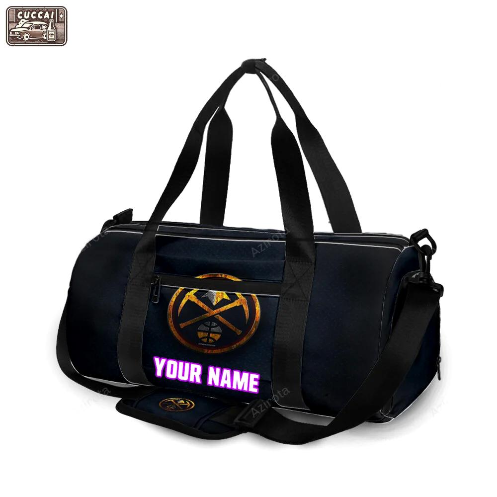 Denver nuggets golden black metal personalized name travel bag gym bag 272 Travel Bag