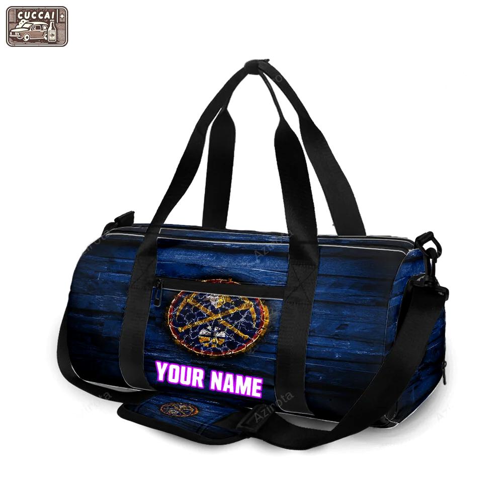 Denver nuggets lava navy wood personalized name travel bag gym bag 2168 Travel Bag