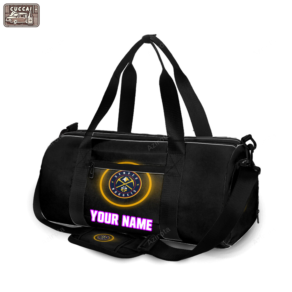 Denver nuggets shining yellow black personalized name travel bag gym bag 1453 Travel Bag