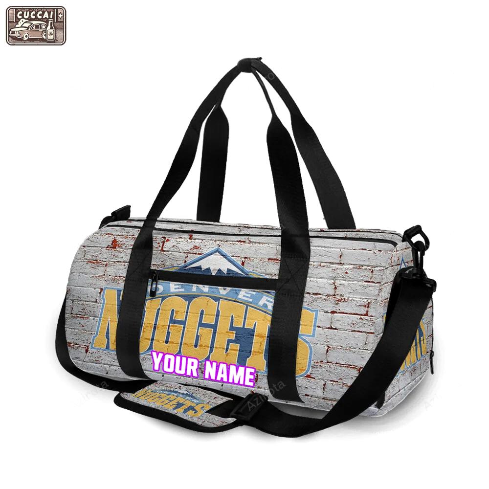 Denver nuggets white brick wall personalized name travel bag gym bag 1867 Travel Bag