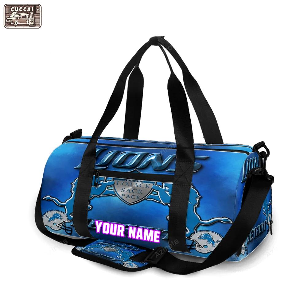 Detroit lions emblem 94 lawrence jackson personalized name travel bag gym bag 852 Travel Bag