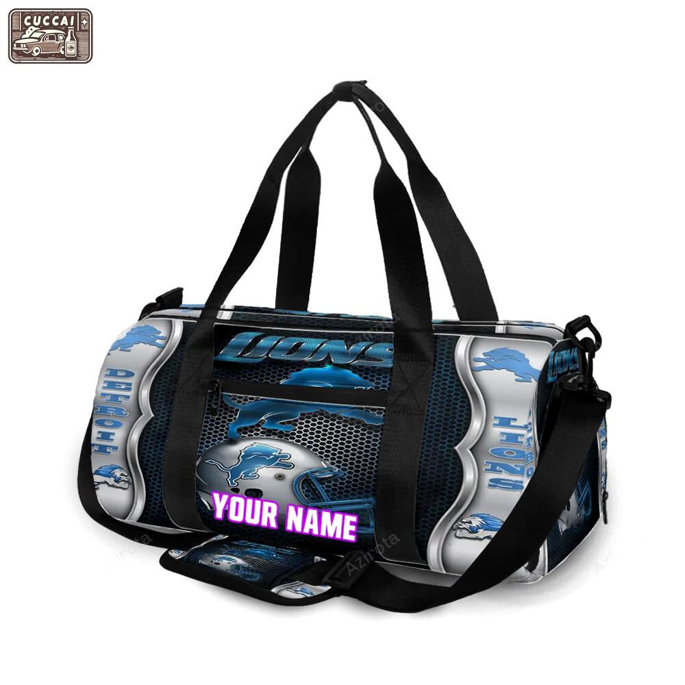 Detroit lions emblem helmet personalized name travel bag gym bag 427 Travel Bag