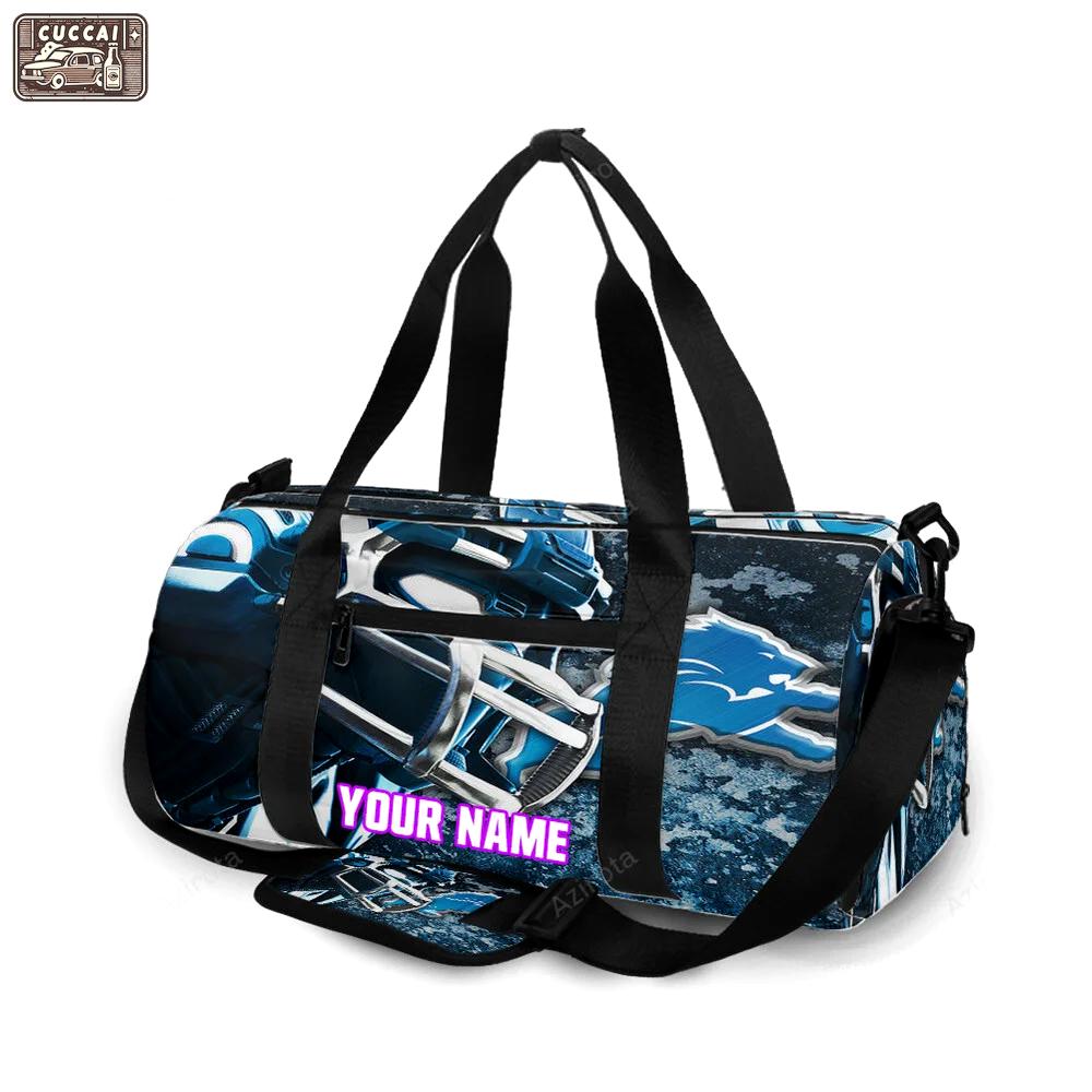 Detroit lions emblem helmet v2 personalized name travel bag gym bag 1199 Travel Bag