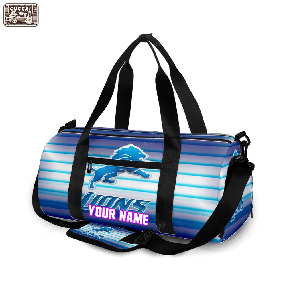 Detroit lions emblem v4 personalized name travel bag gym bag 443 Travel Bag
