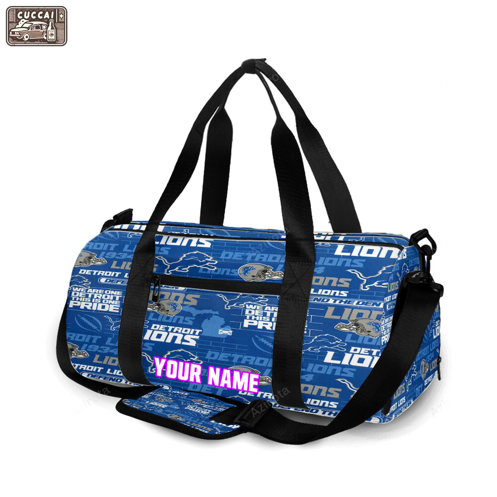 Detroit lions emblem v8 personalized name travel bag gym bag 1705 Travel Bag