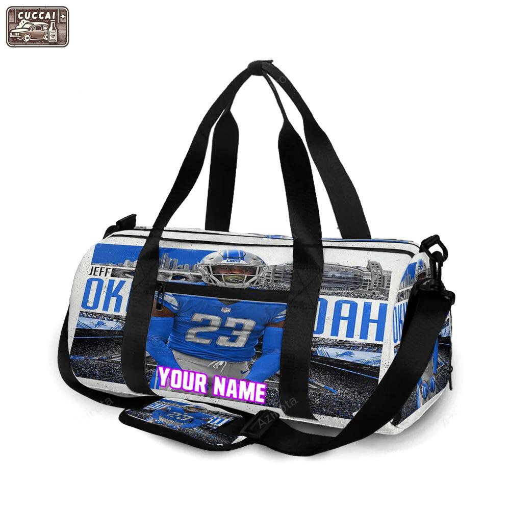 Detroit lions jeff okudah v3 personalized name travel bag gym bag 197 Travel Bag