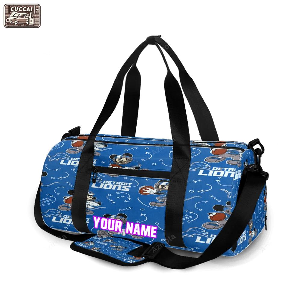 Detroit lions mickey mouse personalized name travel bag gym bag 162 Travel Bag