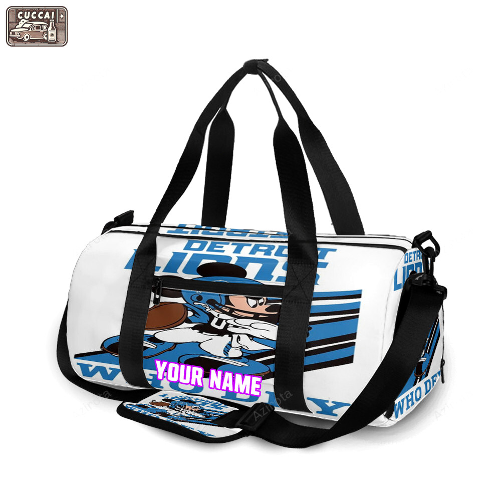 Detroit lions mickey play personalized name travel bag gym bag 1162 Travel Bag