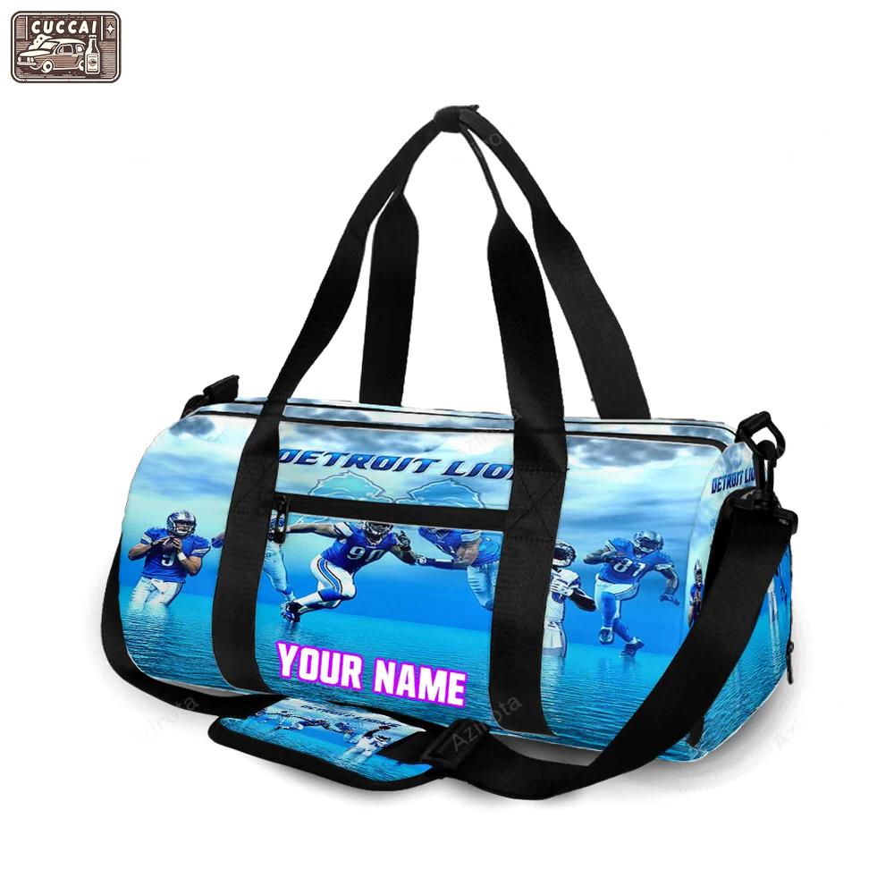 Detroit lions team in the water personalized name travel bag gym bag 965 Travel Bag
