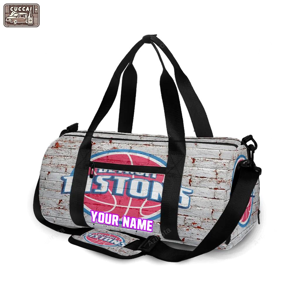 Detroit pistons white brick wall personalized name travel bag gym bag 1086 Travel Bag