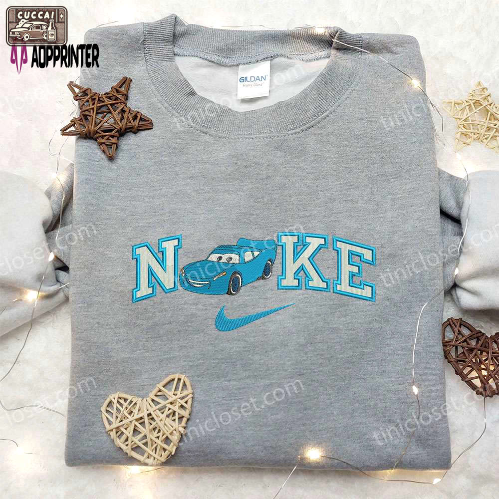 Dinoco 95 x nike embroidered shirt: car cartoon & custom design for a unique style! Embroidered Shirt