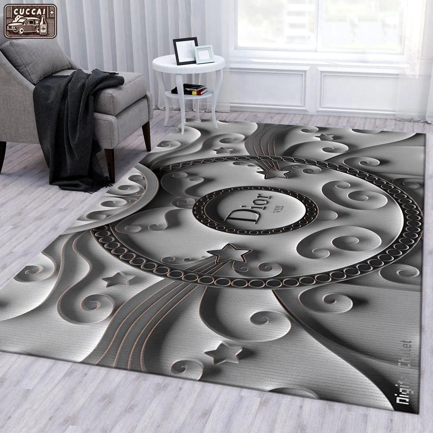 Dior logo type 113. Upgrade Your Living Room with Luxury Home Decor: Area Carpets, Floor Decor, Door Mats, and Hot Gift Items with style a High-End Fashion Brand Rectangle Rug
