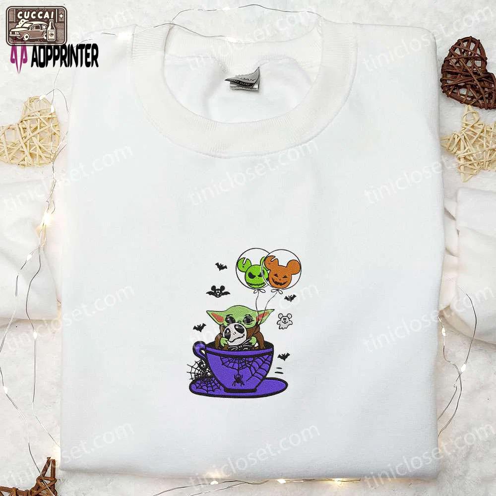 Disney baby yoda jack skellington halloween sweatshirt – embroidered balloon hoodie & shirt Embroidered Shirt